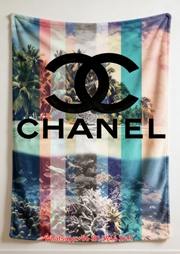Tropical Chanel CC Logo Flannel Fleece Throw Blanket IMG_7247